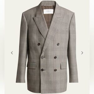 Saint Laurent Men's Checkered Blazer in Gray